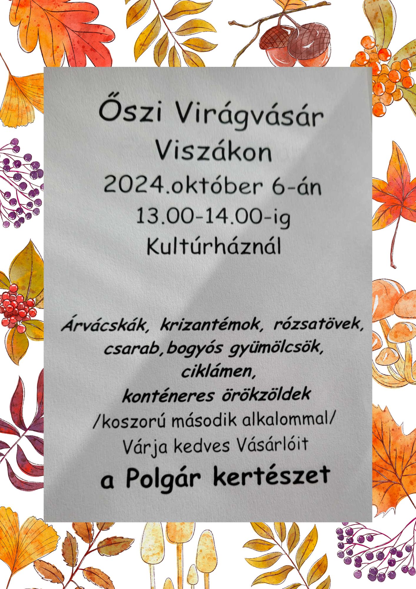 Őszi virágvásár Viszákon